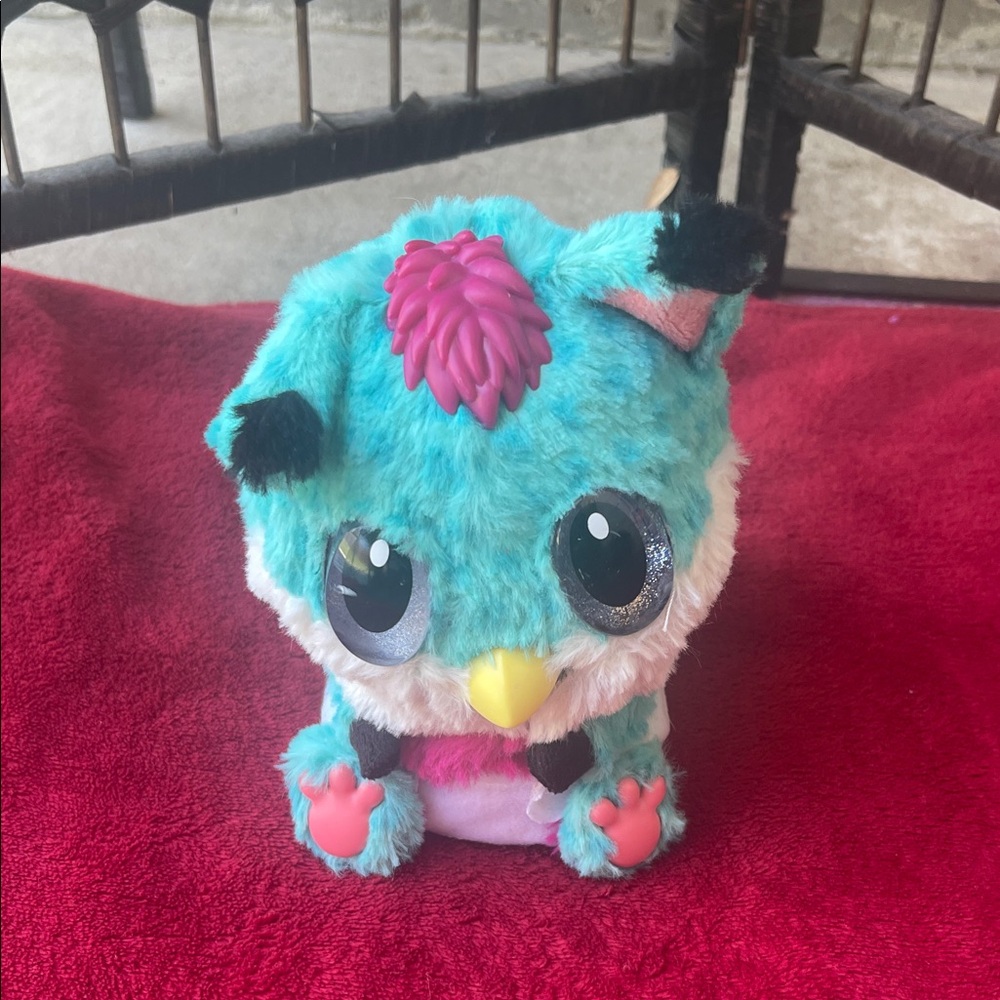 Charming Plush Owl Toy with Pink and Yellow Details